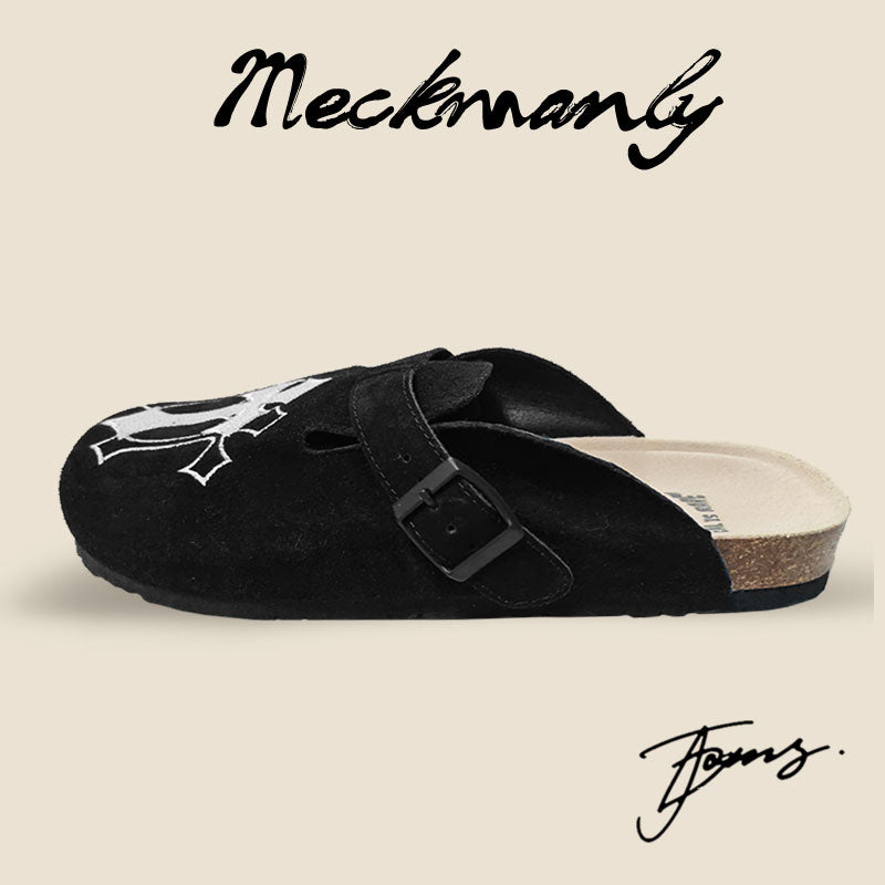 Men's Clogs with Arch Support - Cork Footed Mules Adjustable Metal Buckle EVA Sole for All-Season Comfort Comfortable Mules