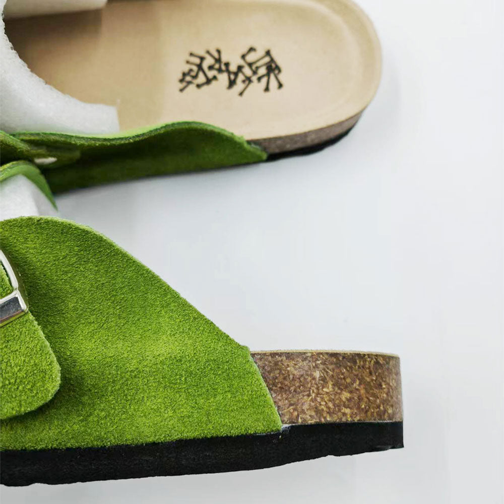 GGoth Skeleton Hand Mules for Women, Neon Green Suede Clogs, Emo Alternative Casual Shoes