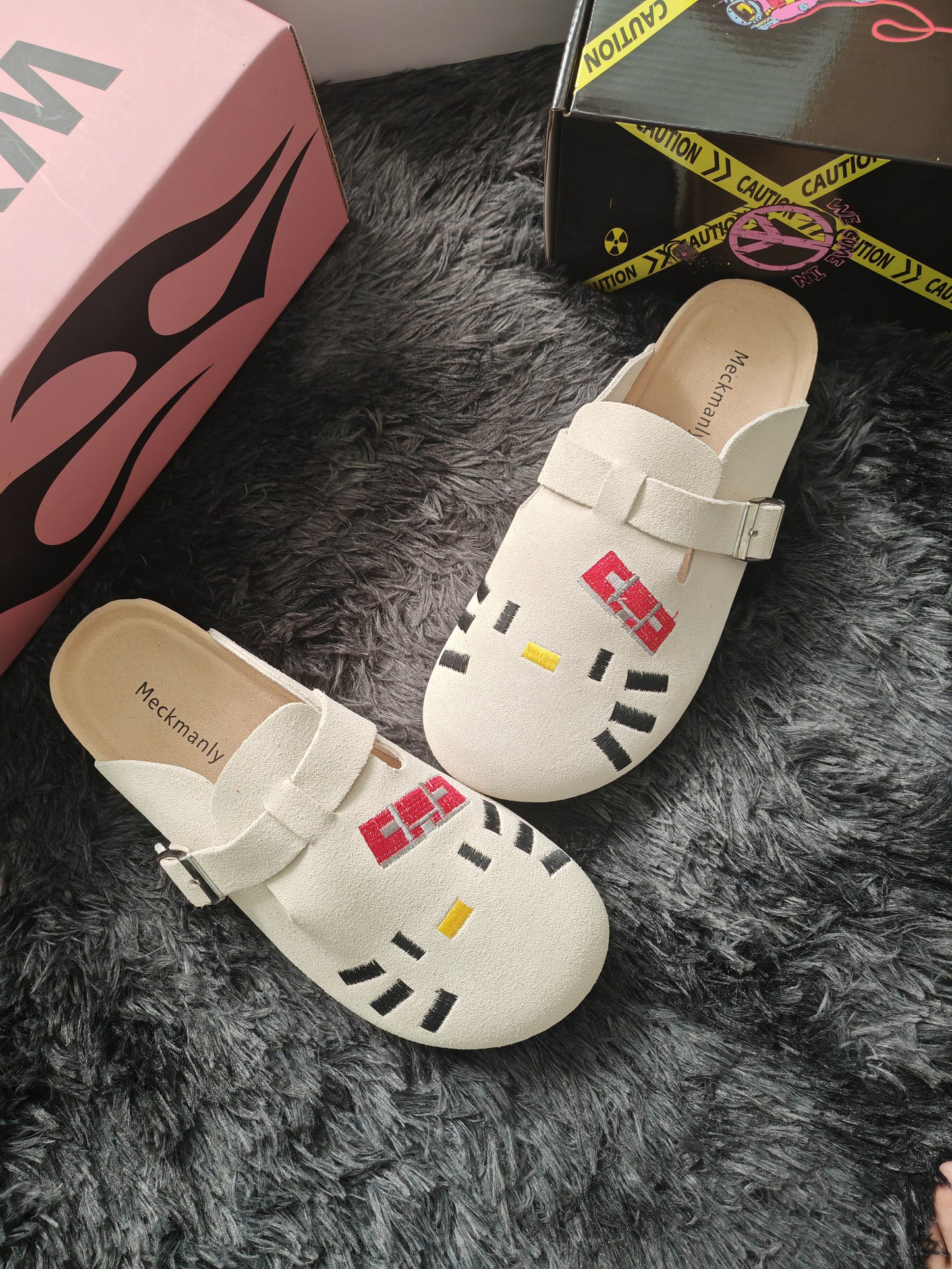 Hellokitty Suede Clogs Leather Mules Cork Footbed Sandals Potato Shoes with Arch Support