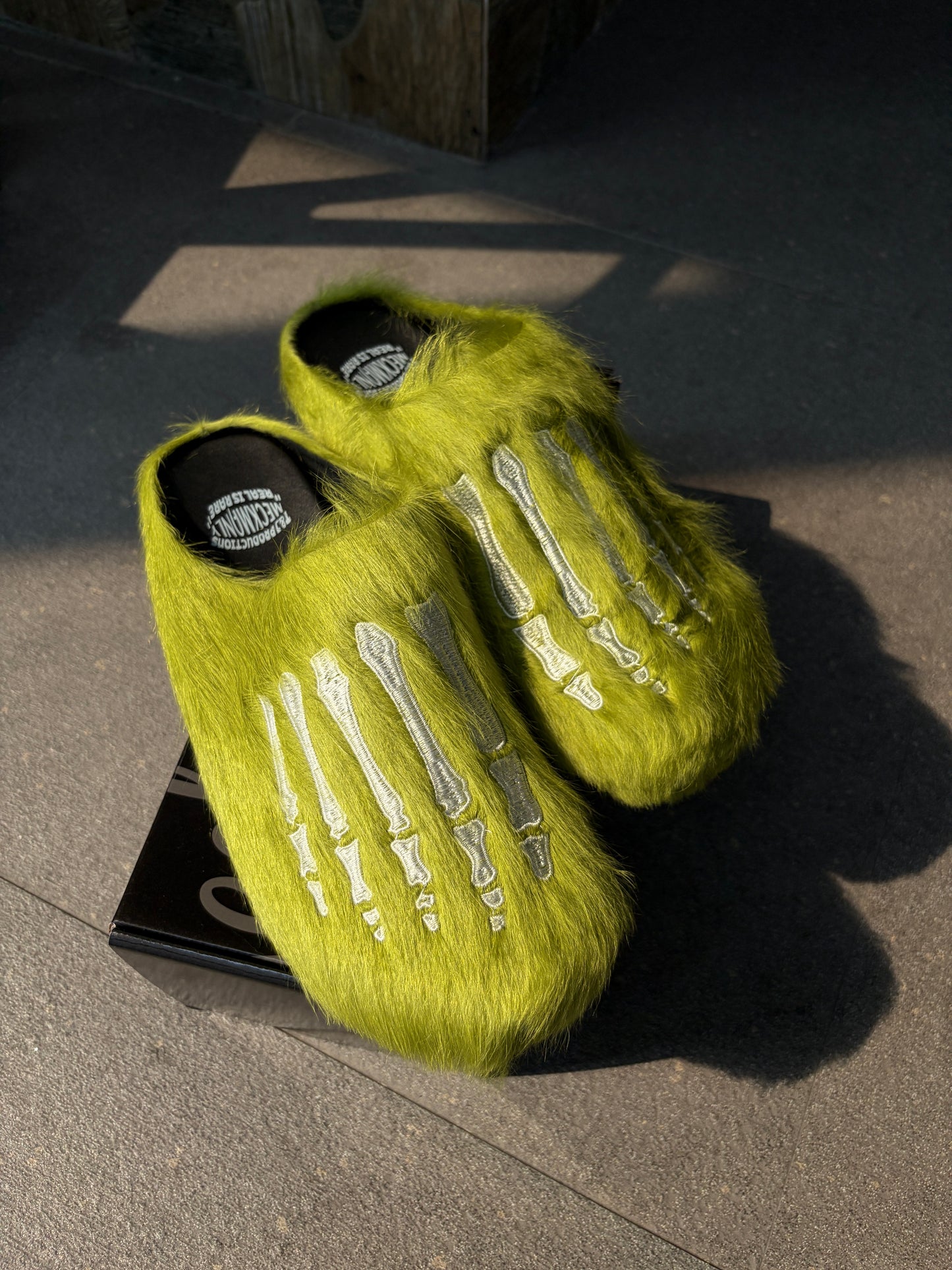 Fuzzy Skeleton Claw Slippers for Men Women | Gothic Y2K Plush Slides | Customizable OEM