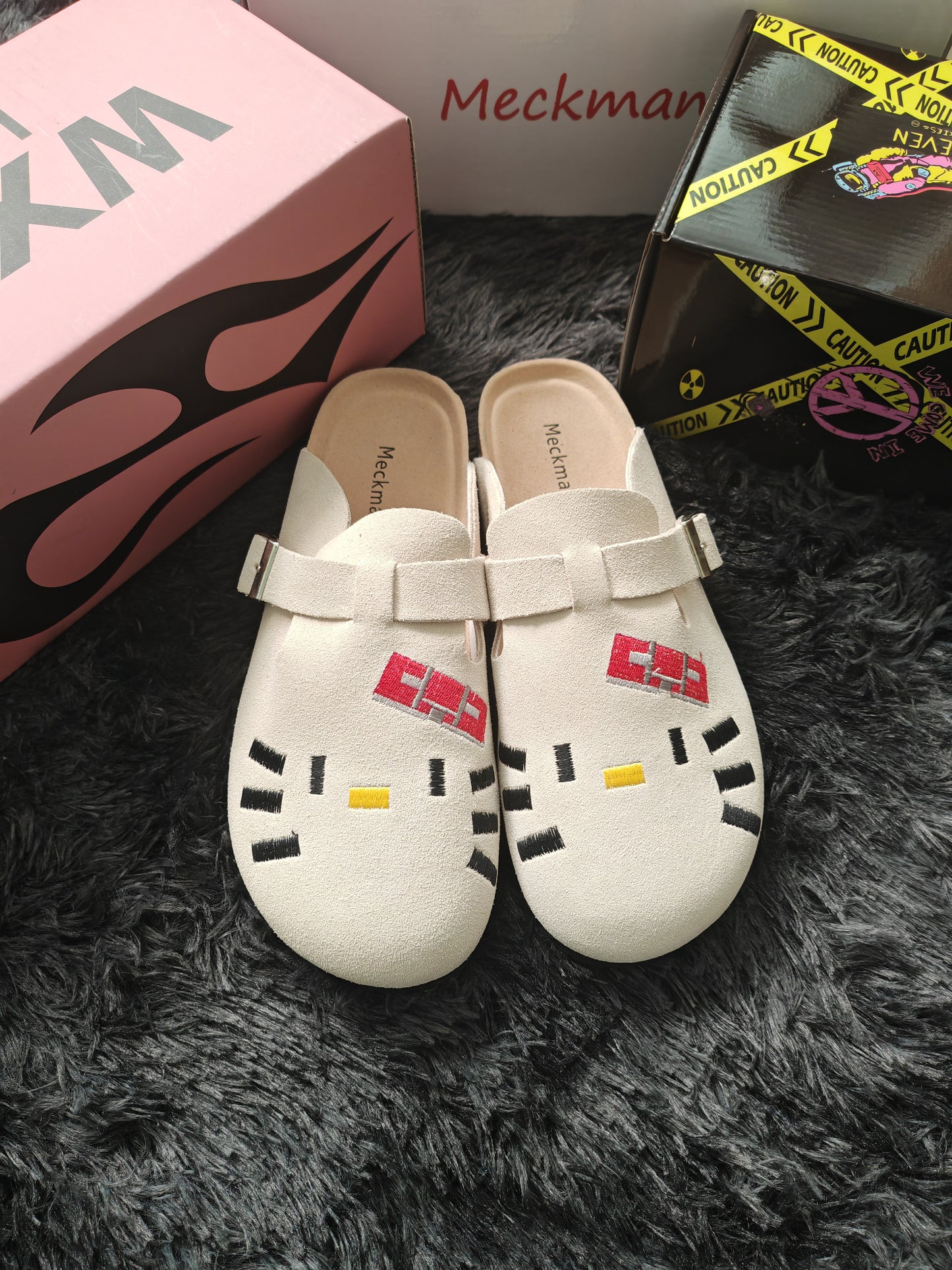 Hellokitty Suede Clogs Leather Mules Cork Footbed Sandals Potato Shoes with Arch Support
