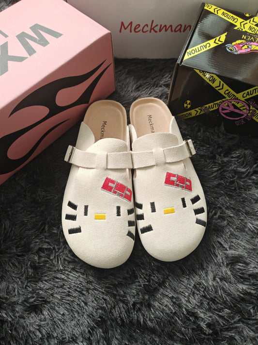 Hellokitty Suede Clogs Leather Mules Cork Footbed Sandals Potato Shoes with Arch Support