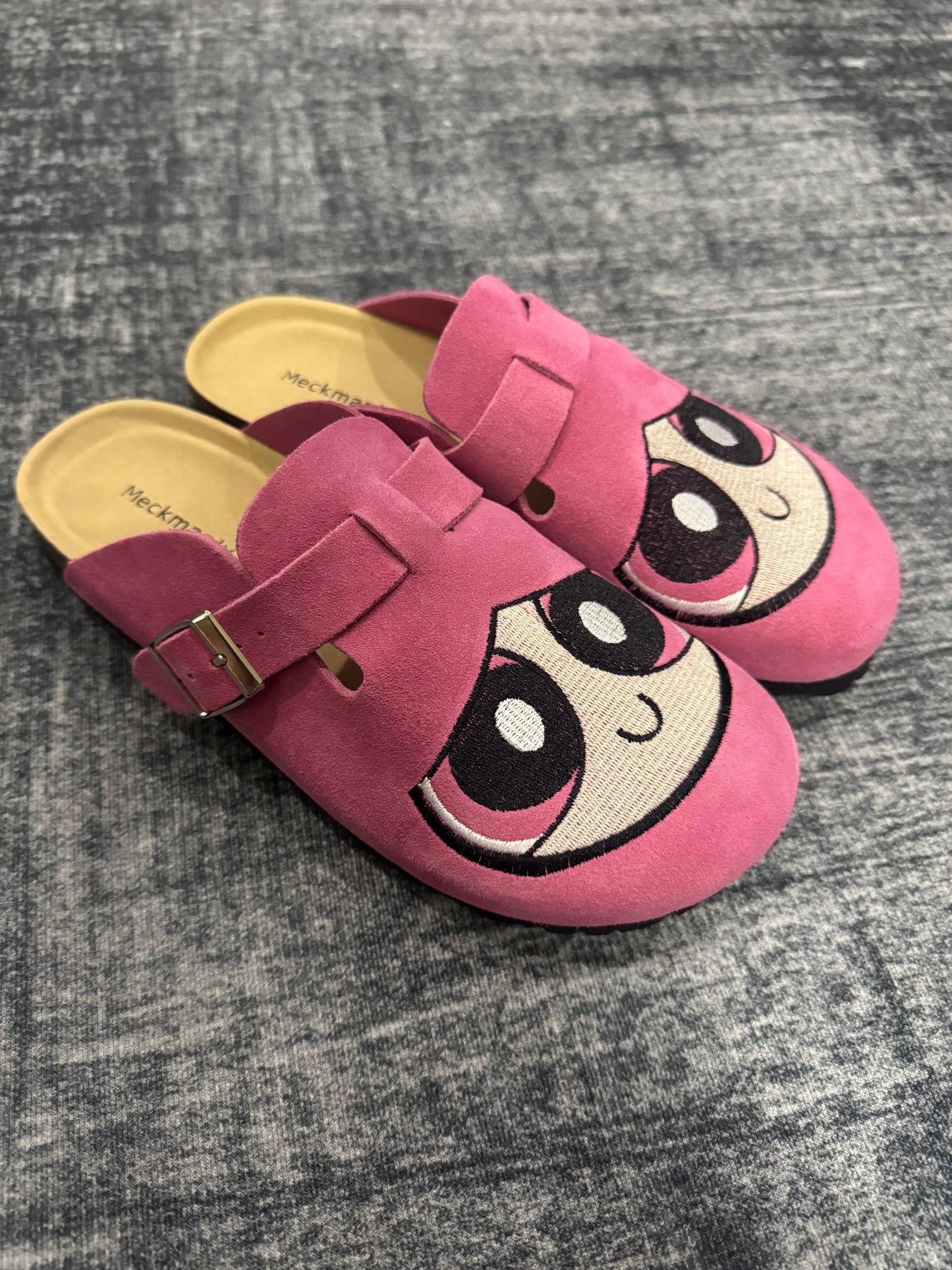 Powerpuff Girls Suede Clogs for Women  Cork Footbed Leather Mules