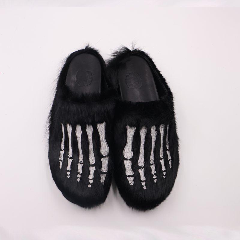 Meckmanly Skeleton Hand Plush Slippers | Gothic Cozy House Shoes