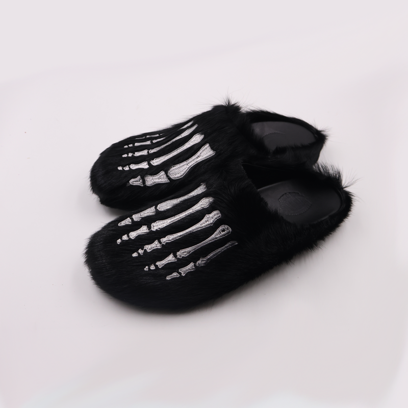 Meckmanly Skeleton Hand Plush Slippers | Gothic Cozy House Shoes