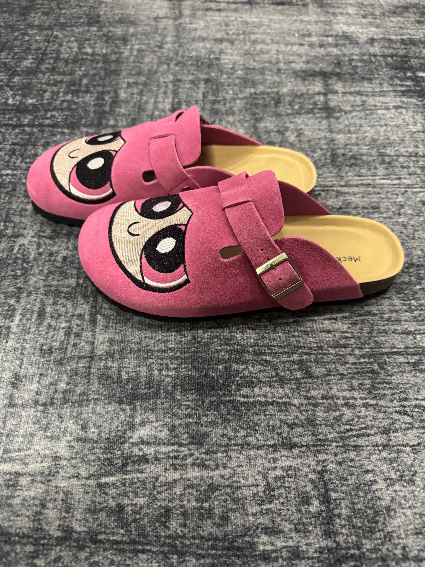 Powerpuff Girls Suede Clogs for Women  Cork Footbed Leather Mules